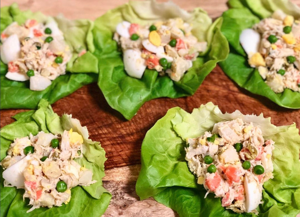 Simple Tuna Fish Salad with Hardboiled Eggs